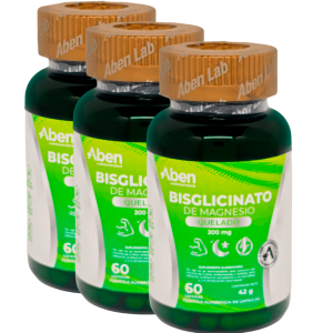 Pack x3 Bisglicinato de magnesio quelado 60 cápsulas
